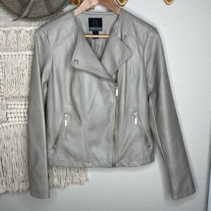 B by Bernardo Gray Faux Leather Jacket Small